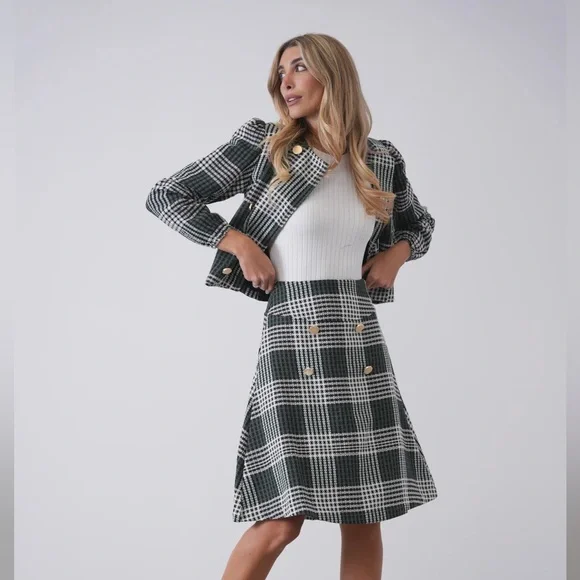 Udel Tweed Plaid Skirt - Picture 2 of 3
